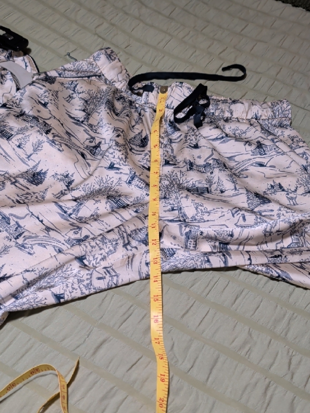 Abercrombie & Fitch Blue and Cream Toile Sleep Shirt Pajama Set - Picture 15 of 16